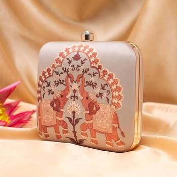 Royal elephant heritage motif printed clutch for women 2