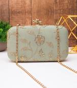 Royal olive pastel blossom clutch bag for women with detachable strap
