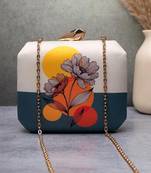 Floral modern art printed clutch bag for women with detachable chain