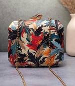 Multi - color floral pattern printed clutch for women with detachable strap