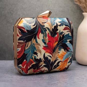 Multi - color floral pattern printed clutch for women with detachable strap 2