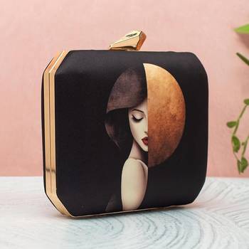 Abstract face art printed clutch bag for women with detachable strap 2