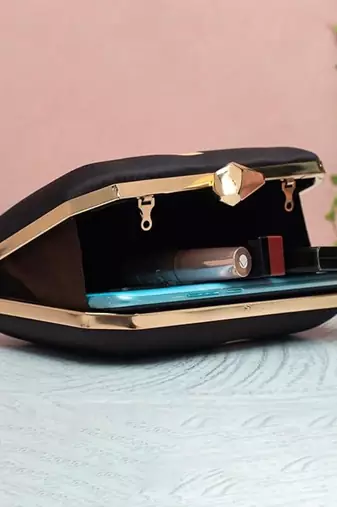 Abstract face art printed clutch bag for women with detachable strap