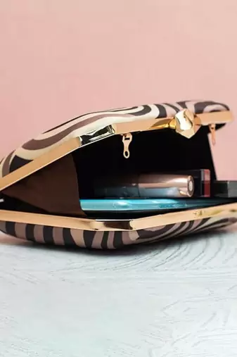 Swirl art printed clutch bag for women with detachable strap