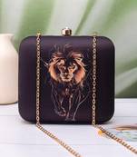 Majestic lion royale printed clutch for women with detachable strap