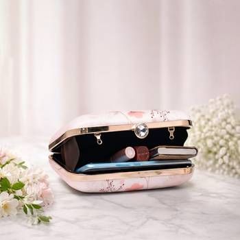 Soft pastel floral portrait clutch bag for women with detachable strap 3