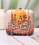 Royal ethnic harmony printed clutch for womenwith detachable chain