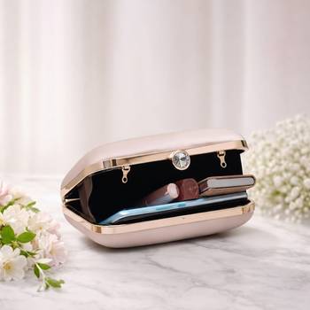 Abstract redbrown floral portrait clutch bag for women with detachable strap 3