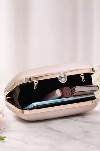 Abstract redbrown floral portrait clutch bag for women with detachable strap