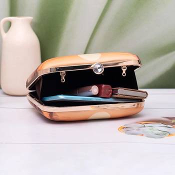 Twin cranes sunset printed clutch for women with detachable strap 3