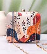 Abstract floral modern printed clutch for women with detachable chain strap
