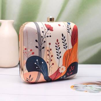 Abstract floral modern printed clutch for women with detachable chain strap 2