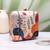 Abstract floral modern printed clutch for women with detachable chain strap