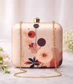 Minimal floral abstract printed clutch bag for women with detachable strap