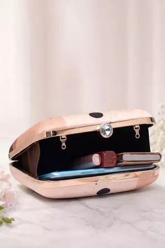 Minimal floral abstract printed clutch bag for women with detachable strap