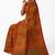 rust orange checked cotton blend saree with red border