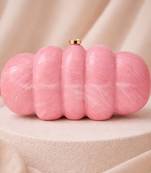 Elegant pink puff acrylic clutch bag for women with detachable strap