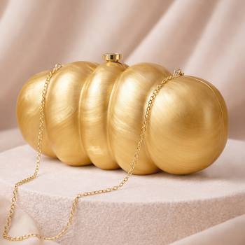 Elegant golden puff acrylic clutch bag for women with detachable strap 2