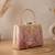 Printed blush pink  embroidery clutch bag for women with detachable strap