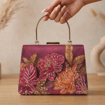 Printed burgundy bag for women clutch bag for women with detachable strap 1