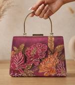 Printed burgundy bag for women clutch bag for women with detachable strap