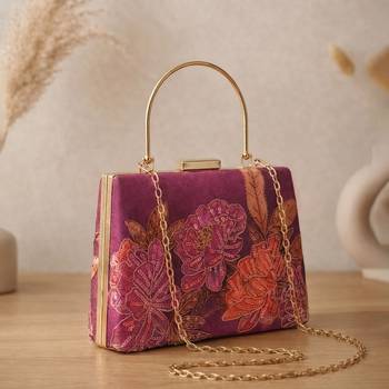 Printed burgundy bag for women clutch bag for women with detachable strap 2