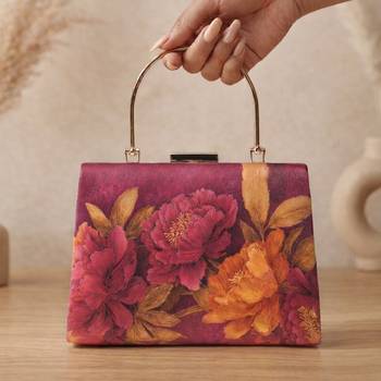 Printed burgundy bag for women clutch bag for women with detachable strap 3