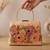 Printed champagne floral beaded bag for women with detachable strap