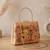 Printed champagne floral beaded bag for women with detachable strap