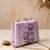 Lavender floral embroidered clutch bag for women with detachable strap