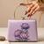 Lavender floral embroidered clutch bag for women with detachable strap
