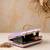 Lavender floral embroidered clutch bag for women with detachable strap