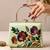 Green floral embroidered designer clutch bag for women with detachable strap