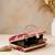 Pink rose embroidered designer clutch bag for women with detachable strap