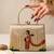 Beige traditional art embroidered clutch bag for women with detachable strap