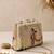 Beige traditional art embroidered clutch bag for women with detachable strap