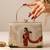 Beige traditional art embroidered clutch bag for women with detachable strap