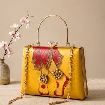 Printed royal heritage ghungroo clutch bag for women with hand embroidery 3
