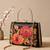 Black flower design clutch bag for women with detachable strap and handle