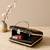 Black flower design clutch bag for women with detachable strap and handle