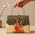 Printed radha krishna divine art clutch bag for women with hand embroidery