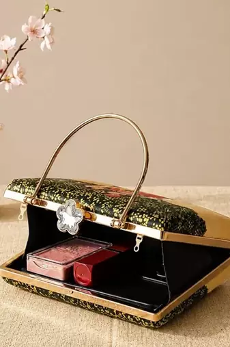 Printed radha krishna divine art clutch bag for women with hand embroidery