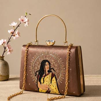 Printed vintage ethnic woman art designer clutch for women with hand embroidery 2