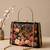 Black flower design clutch bag for women with detachable strap and handle