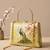 Yellow peacock clutch bag for women with detachable strap and handle
