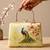 Yellow peacock clutch bag for women with detachable strap and handle