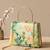 Green flower design clutch bag for women with detachable strap and handle
