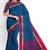 Teal blue checked saree with magenta border