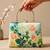 Green flower design clutch bag for women with detachable strap and handle