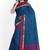 Teal blue checked saree with magenta border